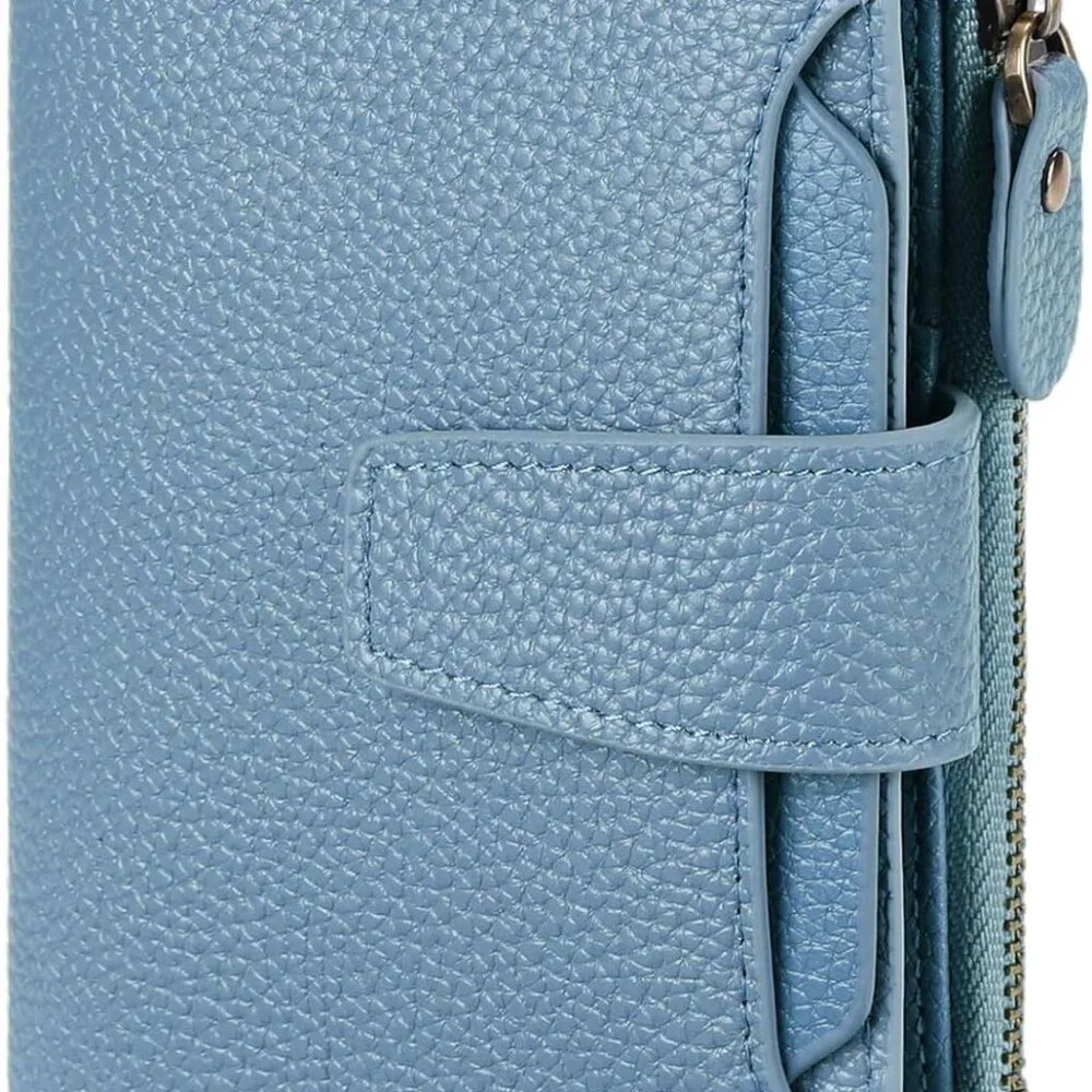 Leather RFID Wallet for Women Bifold Compact Small Purse with Card Slots